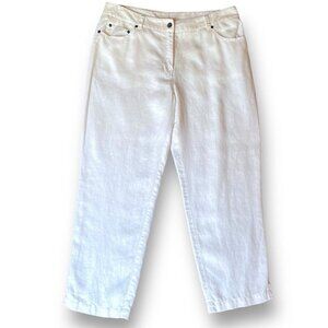 Poetry Womens Linen Crop Pant Sz 12 Ivory Capri Coastal Minimalist Quiet Luxury